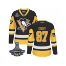 Women's Reebok Pittsburgh Penguins #87 Sidney Crosby Premier Black Gold Third 2017 Stanley Cup Champions NHL Jersey