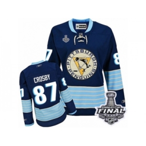 Women's Reebok Pittsburgh Penguins #87 Sidney Crosby Premier Navy Blue Third Vintage 2017 Stanley Cup Final NHL Jersey
