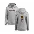 NHL Women Adidas Pittsburgh Penguins #68 Jaromir Jagr Ash Backer Pullover Hoodie