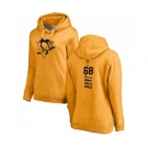 NHL Women Adidas Pittsburgh Penguins #68 Jaromir Jagr Gold One Color Backer Pullover Hoodie