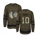 Adidas Chicago Blackhawks #10 Patrick Sharp Authentic Green Salute to Service NHL Jersey