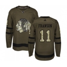 Adidas Chicago Blackhawks #11 Cody Franson Authentic Green Salute to Service NHL Jersey