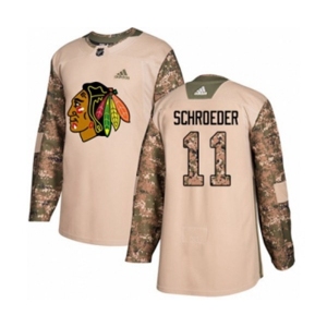 Adidas Chicago Blackhawks #11 Jordan Schroeder Authentic Camo Veterans Day Practice NHL Jersey