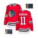 Adidas Chicago Blackhawks #11 Jordan Schroeder Authentic Red Fashion Gold NHL Jersey