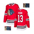 Adidas Chicago Blackhawks #13 CM Punk Authentic Red Fashion Gold NHL Jersey