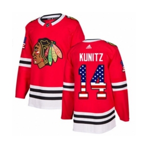 Adidas Chicago Blackhawks #14 Chris Kunitz Authentic Red USA Flag Fashion NHL Jersey