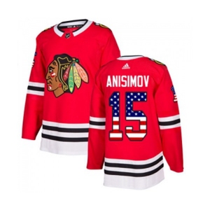 Adidas Chicago Blackhawks #15 Artem Anisimov Authentic Red USA Flag Fashion NHL Jersey