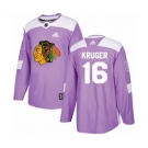 Adidas Chicago Blackhawks #16 Marcus Kruger Authentic Purple Fights Cancer Practice NHL Jersey