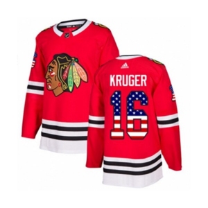 Adidas Chicago Blackhawks #16 Marcus Kruger Authentic Red USA Flag Fashion NHL Jersey