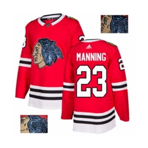 Adidas Chicago Blackhawks #23 Brandon Manning Authentic Red Fashion Gold NHL Jersey