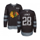 Adidas Chicago Blackhawks #28 Steve Larmer Authentic Black 1917-2017 100th Anniversary NHL Jersey
