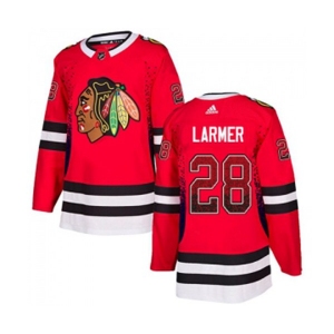 Adidas Chicago Blackhawks #28 Steve Larmer Authentic Red Drift Fashion NHL Jersey