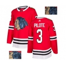 Adidas Chicago Blackhawks #3 Pierre Pilote Authentic Red Fashion Gold NHL Jersey