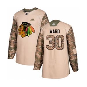 Adidas Chicago Blackhawks #30 Cam Ward Authentic Camo Veterans Day Practice NHL Jersey