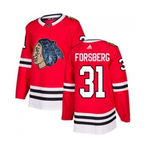 Adidas Chicago Blackhawks #31 Anton Forsberg Authentic Red Fashion Gold NHL Jersey