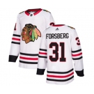 Adidas Chicago Blackhawks #31 Anton Forsberg Authentic White Away NHL Jersey
