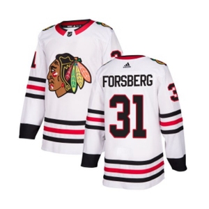 Adidas Chicago Blackhawks #31 Anton Forsberg Authentic White Away NHL Jersey