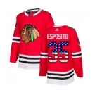 Adidas Chicago Blackhawks #35 Tony Esposito Authentic Red USA Flag Fashion NHL Jersey