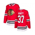 Adidas Chicago Blackhawks #37 Graham Knott Authentic Red Home NHL Jersey
