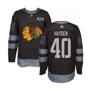 Adidas Chicago Blackhawks #40 John Hayden Authentic Black 1917-2017 100th Anniversary NHL Jersey