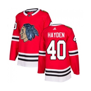Adidas Chicago Blackhawks #40 John Hayden Authentic Red Fashion Gold NHL Jersey