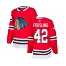 Adidas Chicago Blackhawks #42 Gustav Forsling Authentic Red Fashion Gold NHL Jersey