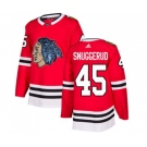Adidas Chicago Blackhawks #45 Luc Snuggerud Authentic Red Fashion Gold NHL Jersey