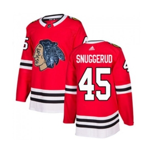 Adidas Chicago Blackhawks #45 Luc Snuggerud Authentic Red Fashion Gold NHL Jersey