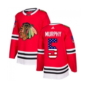 Adidas Chicago Blackhawks #5 Connor Murphy Authentic Red USA Flag Fashion NHL Jersey