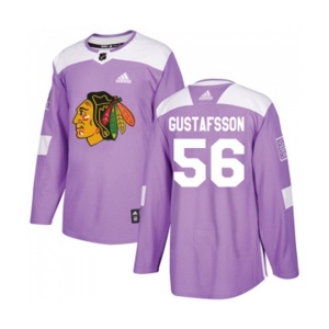Adidas Chicago Blackhawks #56 Erik Gustafsson Authentic Purple Fights Cancer Practice NHL Jersey