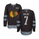 Adidas Chicago Blackhawks #7 Chris Chelios Authentic Black 1917-2017 100th Anniversary NHL Jersey