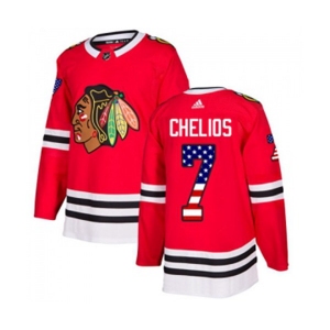 Adidas Chicago Blackhawks #7 Chris Chelios Authentic Red USA Flag Fashion NHL Jersey