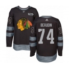 Adidas Chicago Blackhawks #74 Nicolas Beaudin Authentic Black 1917-2017 100th Anniversary NHL Jersey