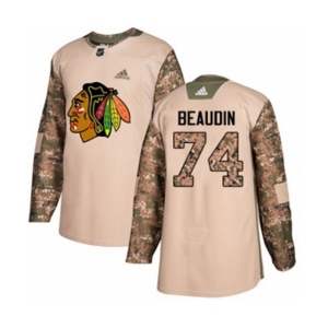 Adidas Chicago Blackhawks #74 Nicolas Beaudin Authentic Camo Veterans Day Practice NHL Jersey