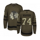 Adidas Chicago Blackhawks #74 Nicolas Beaudin Authentic Green Salute to Service NHL Jersey