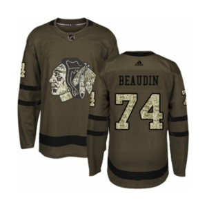 Adidas Chicago Blackhawks #74 Nicolas Beaudin Authentic Green Salute to Service NHL Jersey