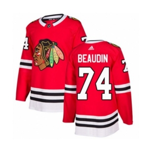 Adidas Chicago Blackhawks #74 Nicolas Beaudin Authentic Red Home NHL Jersey