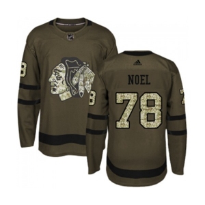 Adidas Chicago Blackhawks #78 Nathan Noel Authentic Green Salute to Service NHL Jersey