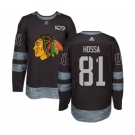 Adidas Chicago Blackhawks #81 Marian Hossa Authentic Black 1917-2017 100th Anniversary NHL Jersey