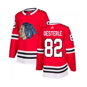 Adidas Chicago Blackhawks #82 Jordan Oesterle Authentic Red Fashion Gold NHL Jersey