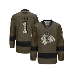 Chicago Blackhawks #1 Glenn Hall Green Salute to Service Stitched NHL Jersey