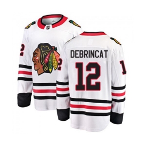 Chicago Blackhawks #12 Alex DeBrincat Fanatics Branded White Away Breakaway NHL Jersey