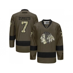 Chicago Blackhawks #7 Tony Esposito Green Salute to Service Stitched NHL Jersey