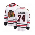 Chicago Blackhawks #74 Nicolas Beaudin Authentic White Away Fanatics Branded Breakaway NHL Jersey