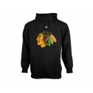 Chicago Blackhawks Black Old Time Hockey Big Logo with Crest Pullover Hoodie