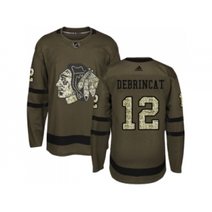 Men Adidas Chicago Blackhawks #12 Alex DeBrincat Green Salute to Service Stitched NHL Jersey