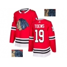 Men Adidas Chicago Blackhawks #19 Jonathan Toews Red Home Authentic Fashion Gold Stitched NHL Jersey