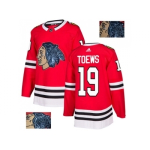 Men Adidas Chicago Blackhawks #19 Jonathan Toews Red Home Authentic Fashion Gold Stitched NHL Jersey