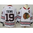 Men Adidas Chicago Blackhawks #19 Jonathan Toews White Road Authentic Stitched NHL Jersey