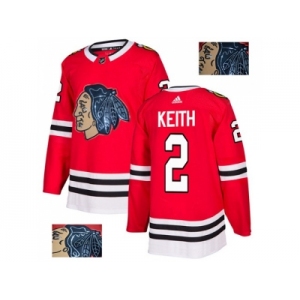 Men Adidas Chicago Blackhawks #2 Duncan Keith Red Home Authentic Fashion Gold Stitched NHL Jersey